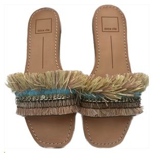 Dolce Vita Blush Multi Stella Fringe Slide 7.5